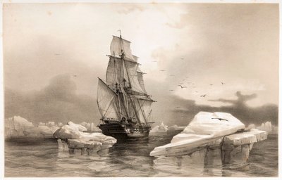 كورفيت لا ريشيرش بالقرب من جزيرة بير في 7 أغسطس 1838 ، من الرحلات الإسكندنافية ، 1852. بواسطة فرانسوا أوغست بيارد