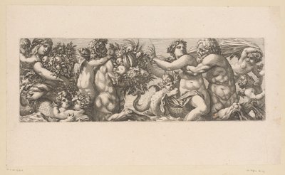 Bacchus مع الساتير و nereids في الماء شخصيات أسطورية بالمياه (عنوان المسلسل) بواسطة زاكاري هاينس (منسوب إلى)