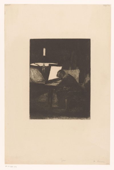 Etser bij lamplicht ستة نقوش ، رسمها ونقشها F. Bonvin ، Painter (عنوان السلسلة) بواسطة فرانسوا بونفين