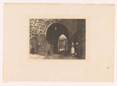 Gezicht op de Porte de St. Malo te Dinan عشرة نقوش ، رسمها ونقشها ف. بونفين ، رسام (عنوان السلسلة) بواسطة فرانسوا بونفين