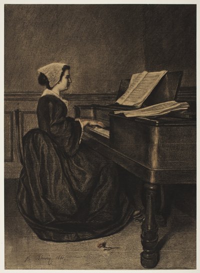 امرأة في Spinet ، 1860. بواسطة فرانسوا بونفين