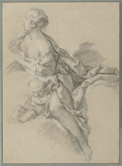 دراسة امرأة (كليتيا) ؛ دراسة تحضيرية لمسلسل Apollo and Clytia ، القطعة التاسعة من نسيج سلسلة Les Amours des Dieux (1747-1750) بواسطة فرانسوا باوتشر (ورشة عمل)