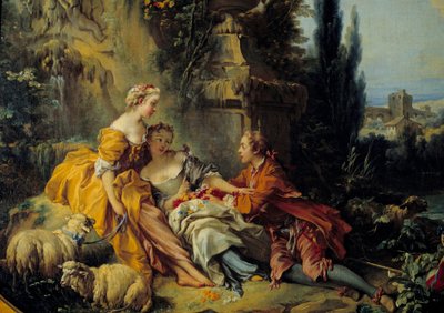 Conversation Champetre Painting by Francois Boucher (1703-1770) 18th century بواسطة فرانسوا باوتشر