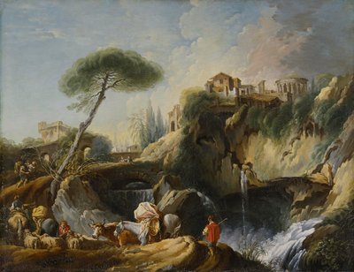 منظر تيفولي مع معبد فيستا ، ج .1749 بواسطة فرانسوا باوتشر