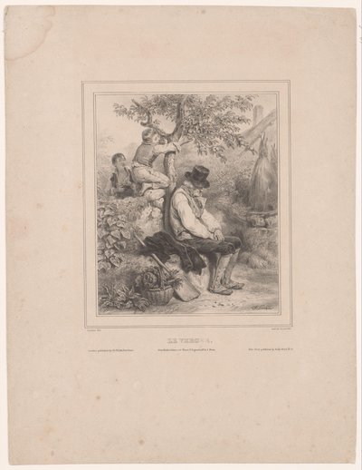 صبيان يقطفان التفاح من مزارع نائم Le verger (العنوان على الكائن) بواسطة فرانسوا جرينير