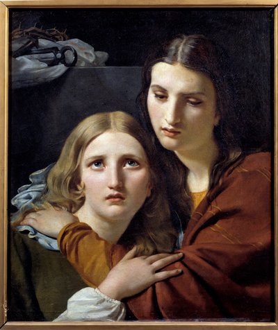 النساء المقدسات يتأملن بأشياء من العاطفة. مشهد تفاني شابتين. رسم جوزيف نافيز (1787-1869) القرن التاسع عشر. 0،64x0،54 م متحف اللوفر في باريس بواسطة فرانسوا جوزيف نافيز