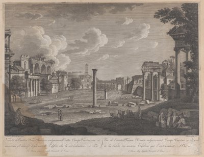 منظر لكامبو فاتشينو ، مع الكولوسيوم في الخلفية وأطلال القالب ... ، 1796. بواسطة فرانسوا موريل