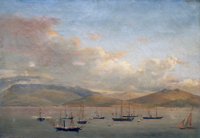 Neapolitan, French and Spanish fleets in bay of Gaeta بواسطة فرانسوا فيرفلوت