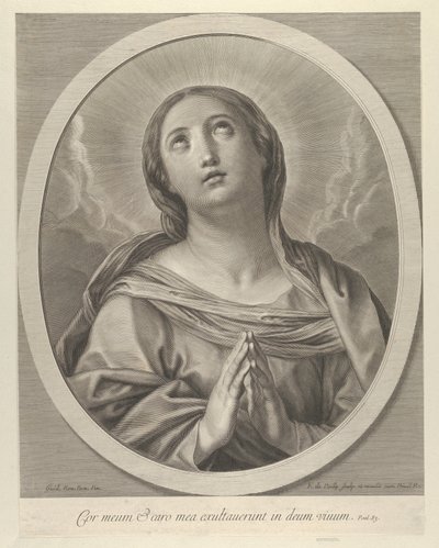 العذراء في الصلاة ، تنظر بالغيوم خلفها ، في إطار بيضاوي ، بعد ريني ، ... ، 1648-1681. بواسطة فرانسوا دي بويلي