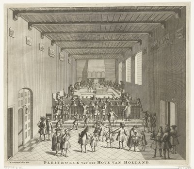 محكمة هولندا المنعقدة ، حوالي 1700 Pleitrolle van den Hove van Holland (العنوان على الكائن) بواسطة فرانسوا فان بليسويجك