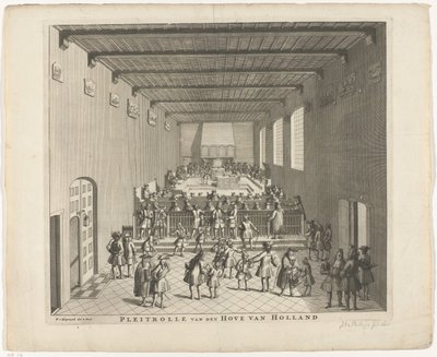محكمة هولندا المنعقدة ، حوالي 1700 Pleitrolle van den Hove van Holland (العنوان على الكائن) بواسطة فرانسوا فان بليسويجك