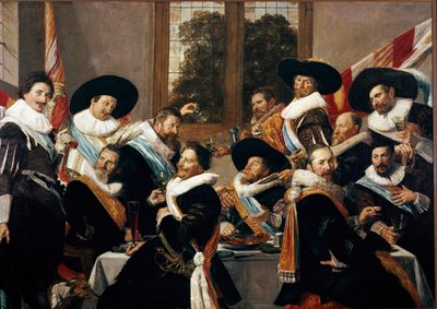 مأدبة ضباط فيلق القديس أدريان من هارلم لوحة لفرانز هالز (حوالي 1580-1666) 1627 صن. 266،5x183 سم ، هارلم ، متحف فرانس هالس ، هولندا بواسطة فرانس هالس
