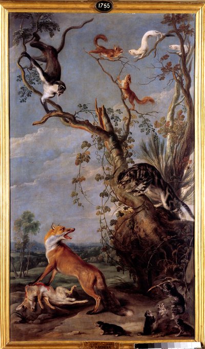 القط والثعلب رسم توضيحي لخرافة جان دي لا فونتين. لوحة لفرانس سنايدرز (1579-1657) (ec.flam.) القرن السابع عشر في مدريد ، متحف برادو. بواسطة فرانس سنايدر