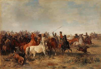 يسرق Uhlans الخيول من Honved-Hussars ، 1863 بواسطة فرانز آدم