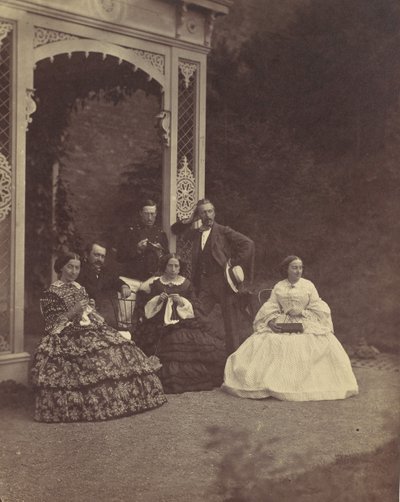 [صورة لثلاث نساء ورجال في حديقة] ، 1850 - 60. بواسطة فرانز انطوان