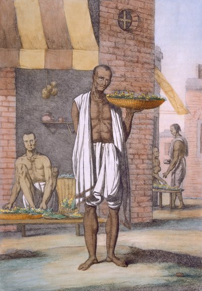 Flowermen ، من "الهندوس ، أو وصف أخلاقهم وأزيائهم واحتفالاتهم" ، c.1808-12 (النقش الملون) بواسطة فرانز بالتازار سولفينز