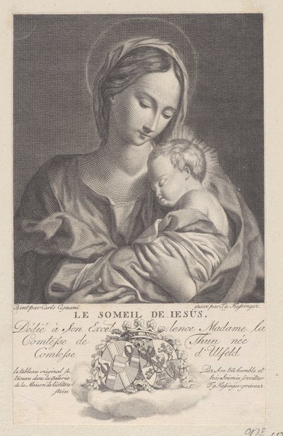 العذراء والطفل مع المسيح الطفل نائم بين ذراعيها Le Someil de Jesus، 1743-1807. بواسطة فرانز غابرييل فيسينغر
