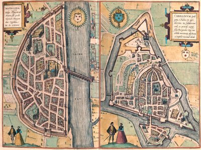 Macon - Chalons sur Saone, France (engraving بواسطة فرانز هوجينبرغ