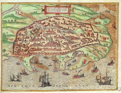 خريطة من &39;World New York، 1572 بواسطة Franz Hogenberg