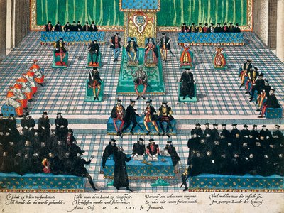 جلسة الدول العامة في أورليانز ، يناير 1561 ، نقش لفرانز هوغنبرغ (1535-1590) ، فرنسا بواسطة فرانز هوجينبرغ