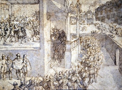 حرب الدين (القديس بارتيليمي). رسم بواسطة Hogenberg بواسطة فرانز هوجينبرغ