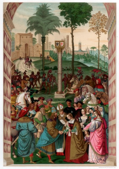 Aeneas Piccolomini يقدم إليونورا البرتغالي إلى فريدريك الثالث ، 1502-1508 ، 1870 بواسطة فرانز كيلرهوفن