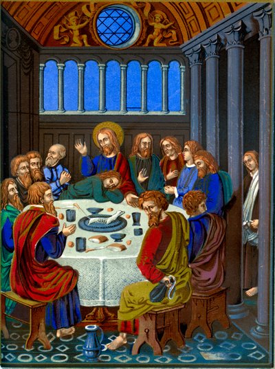 تمثيل العشاء الأخير على النحاس المطلي ، القرن السادس عشر 1849. بواسطة فرانز كيلرهوفن