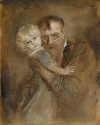 صورة ذاتية مع ابنة ماريون بواسطة Franz von Lenbach