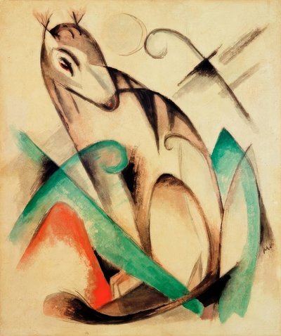 يجلس حيوان أسطوري بواسطة فرانز مارك