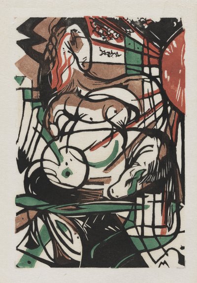 ولادة الخيول ، 1913 (قطع خشبية على ورق اليابان) بواسطة Franz Marc