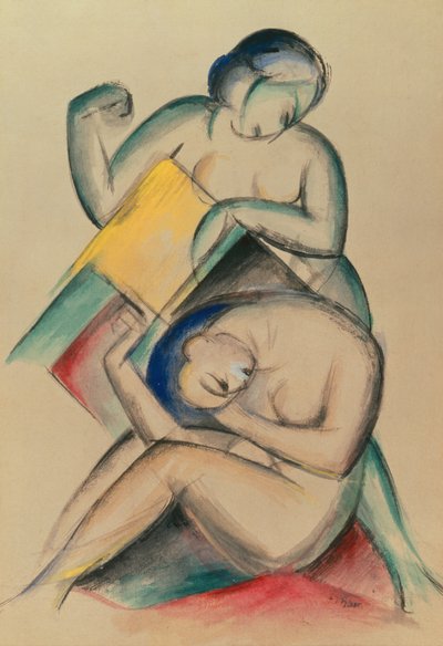 امرأتان عاريتان ، حوالي 1910-15 (ألوان مائية وألوان مائية على ورق) بواسطة فرانز مارك