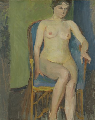 جالس عاري (زيت على ورق موضوع على قماش) بواسطة Franz Nolken