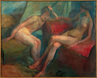 عراة على أريكة حمراء بواسطة Franz Nolken