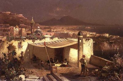 شرفة في Posilipo (زيت على لوح) بواسطة فرانز ريتشارد أونتربيرجر