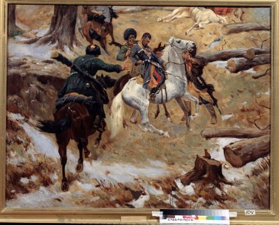 مقتل القائد العام نيكولاي سليبتسوف (1815-1851) على يد الشيشان في معركة في 10 ديسمبر 1851 أثناء حرب القوقاز (احتلال القوقاز) في الشيشان. (وفاة اللواء نيكولاي سليبتسوف في معركة في الشيشان يوم بواسطة فرانز روبود