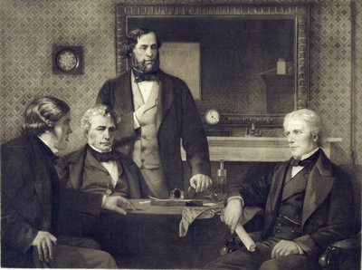 مايكل فاراداي (1791-1867) رفض رئاسة الجمعية الملكية في عام 1858 ، بعد لوحة إدوارد أرميتاج (1817-1896) (التصوير الفوتوغرافي) بواسطة أعواد القنب فرانز سيراف