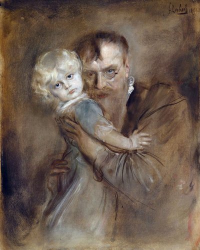 صورة ذاتية مع ابنة ماريون - لينباخ ، فرانز ، فون (1836-1904) - 1894 - ألوان زيتية على قماش - 81.5 × 65.5 - مجموعة خاصة بواسطة فرانز سيراف فون لينباخ