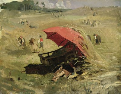 مظلة حمراء ، 1860 (زيت على ورق) بواسطة فرانز سيراف فون لينباخ
