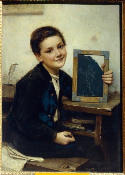 Ecolier (تلميذ) - لوحة لفرانز ثون (1851-1906) ، زيت على خشب ، 50 × 38 سم بواسطة فرانز ثون