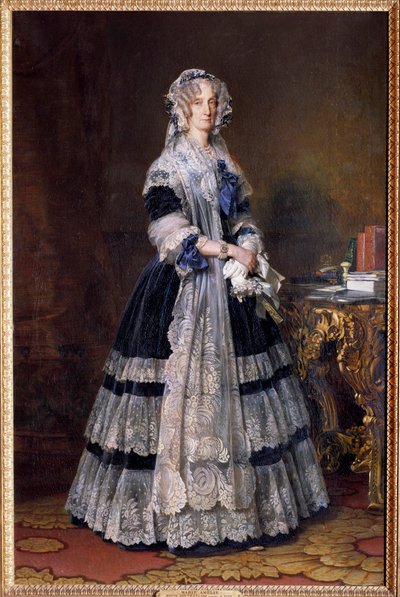 Portrait en pied de Marie Amelie de Bourbon ، ملكة الفرنسيين (1782-1866). لوحة زافير وينترهالتر (1806-1873) 1842. خافت. 2.15 × 1.40 م بواسطة فرانز كزافييه وينترهالتر