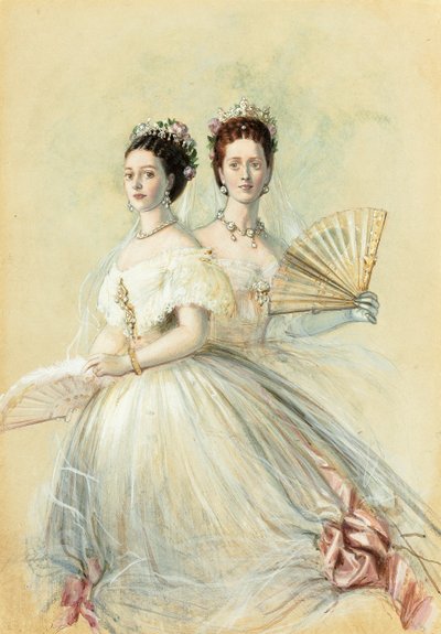صورة للسيزارينا ماريا فيودوروفنا وأختها ألكسندرا ، أميرة ويلز ، 1868 بواسطة فرانز كزافييه وينترهالتر