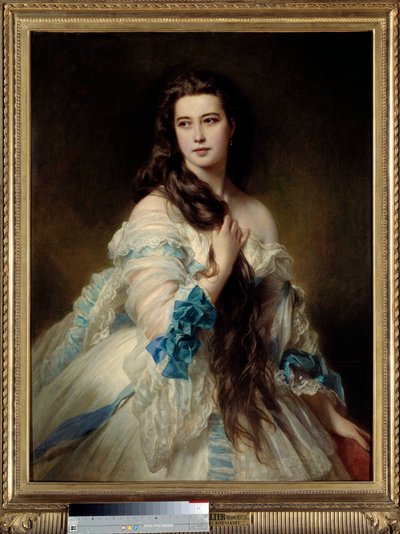 صورة لمدام باربي بريمسكي كورساكو (ريمسكي كورساكو) (1833-1878). لوحة لفرانز زافير وينترهالتر (1806-1873) 1864. خافت. 1.7x0.9 م. باريس ، متحف أورسيه - صورة مدام باربي بريمسكي كورساكوف (ريمسكي كورساكوف) (1833-1878). الطلاء بواسطة بواسطة فرانز كزافييه وينترهالتر