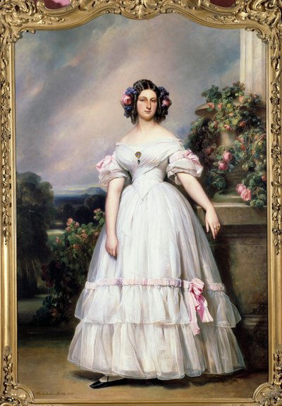 صورة للأميرة كليمنتين دورلينز (1817-1907) ، ابنة الملك لويس فيليب (لويس فيليب) الأول من فرنسا. لوحة زافير وينترهالتر (1806-1873) 1838. خافت. 1،37 X 2،06 م مجموعة خاصة بواسطة فرانز كزافييه وينترهالتر
