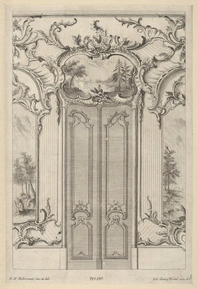 ارتفاع الجدار بباب مزدوج ، من "Wandfüllungen" ، كاليفورنيا. 1748-70. بواسطة فرانز كزافييه هابرمان