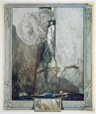 رسم توضيحي من "الكوميديا الإلهية" لدانتي ، جحيم ، كانتو التاسع. 28 بواسطة فرانز فون (1866 ـ 1924) بايروس