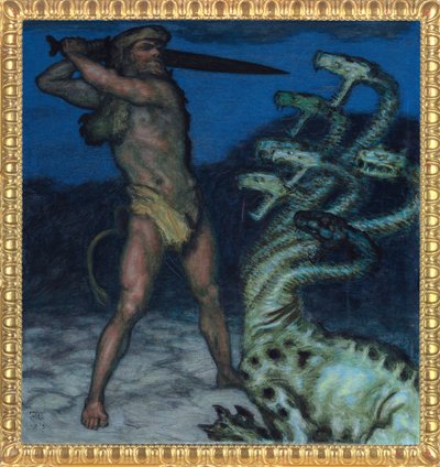 هرقل وهيدرا - Peinture de Franz Ritter von Stuck (1863-1928) - 1915 - ألوان Syntonos على قماش - متحف Villa Stuck بواسطة فرانز فون ستاك