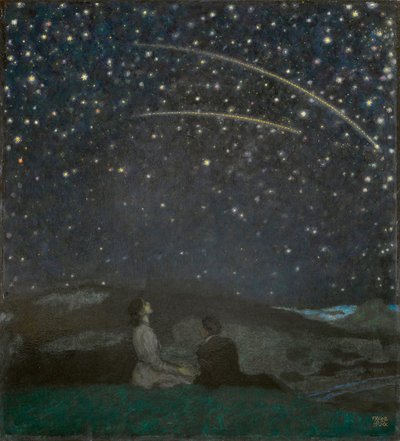Les etoiles filantes (Franz et Mary von Stuck) - Shooting Stars (Franz and Mary Stuck) ، بقلم Stuck ، Franz ، Ritter von (1863-1928). زيت على خشب بواسطة فرانز فون ستاك