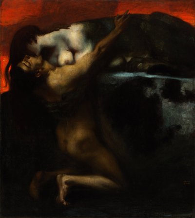 قبلة أبو الهول - Peinture de Franz Ritter von Stuck (1863-1928) - 1895 - زيت على قماش - 160x144،8 - Szepmuveszeti Muzeum ، بودابست بواسطة فرانز فون ستاك