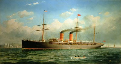 The Cunard Liner RMS Umbria قبالة بروكلين هايتس ، على النهر الشرقي ، نيويورك بواسطة فريد بانسينغ