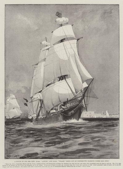 لمسة من حياة البحر القديمة ، HMS Active و HMS Volage الخروج من ميناء بورتسموث تحت الإبحار فقط بواسطة فريد ت. جين